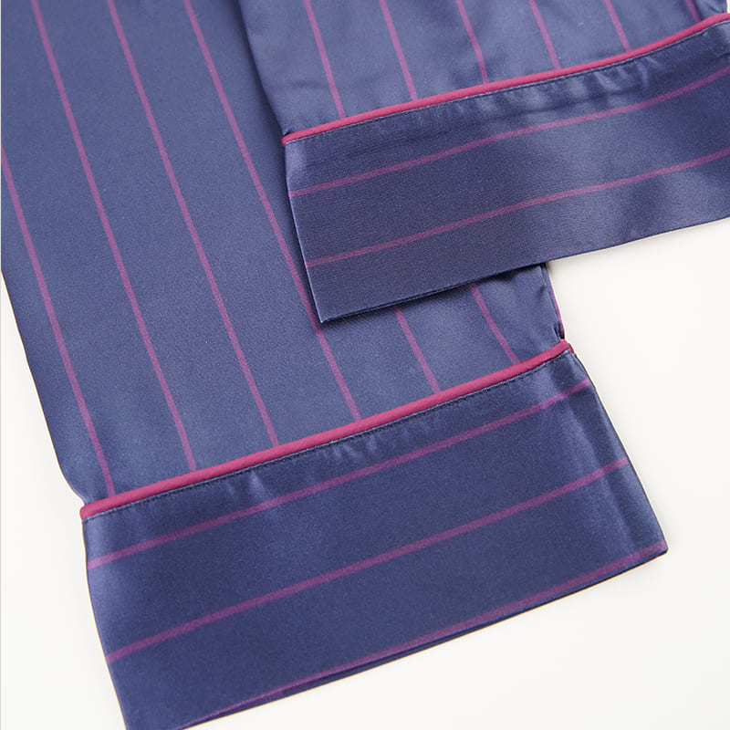 Women'S Woven Long-Sleeved Long-Pants Satin Pajama Set Factory-2413665004