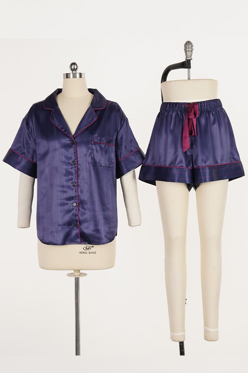 Women'S Woven Long-Sleeved Long-Pants Satin Pajama Set Factory