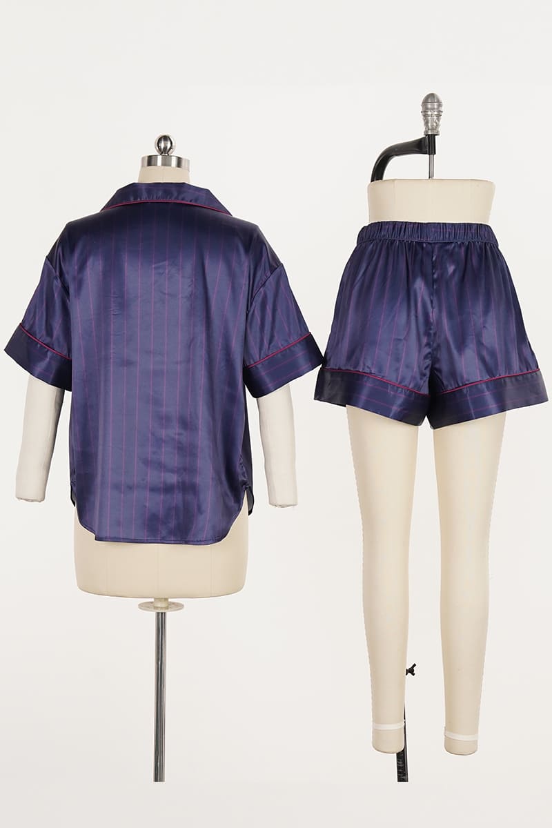 Women'S Woven Long-Sleeved Long-Pants Satin Pj Set Factory-2413665005