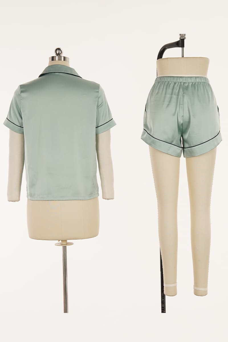 Women'S Woven Short-Sleeved Short-Pants Pajama Set Made Of Satin Factory