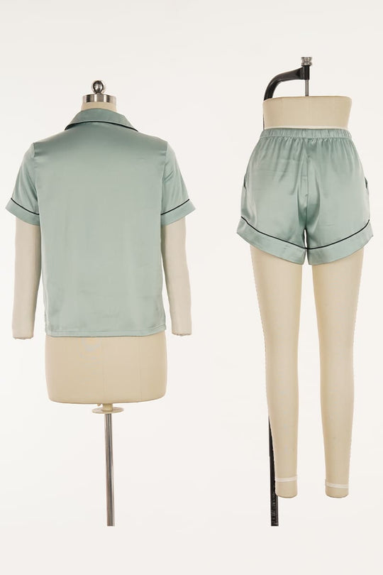 Women'S Woven Short-Sleeved Short-Pants Pajama Set Made Of Satin Factory