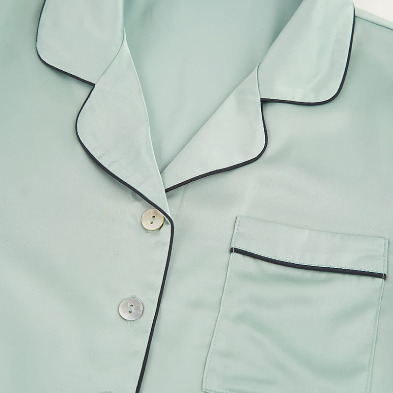 Women'S Woven Short-Sleeved Short-Pants Pajama Set Made Of Satin Factory