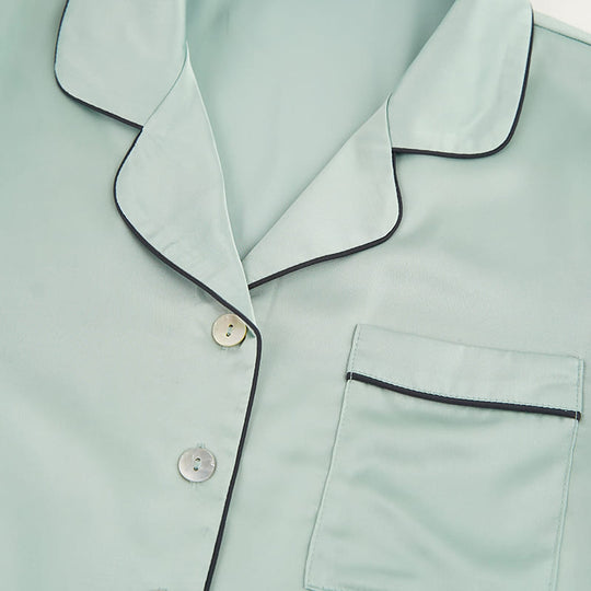 Women'S Woven Short-Sleeved Short-Pants Pajama Set Made Of Satin Factory