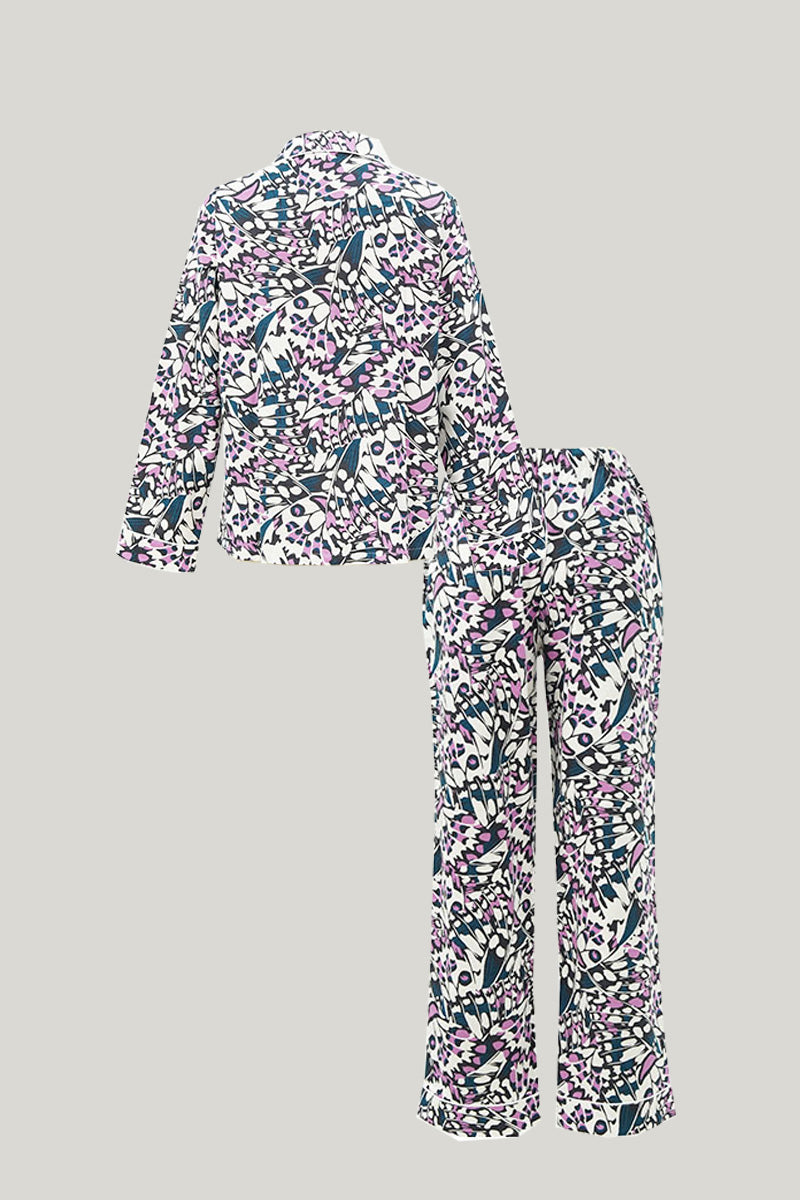 Sexy Soft Women’s Knit Long-sleeve Long Pants Open Pajamas Set-2313810105