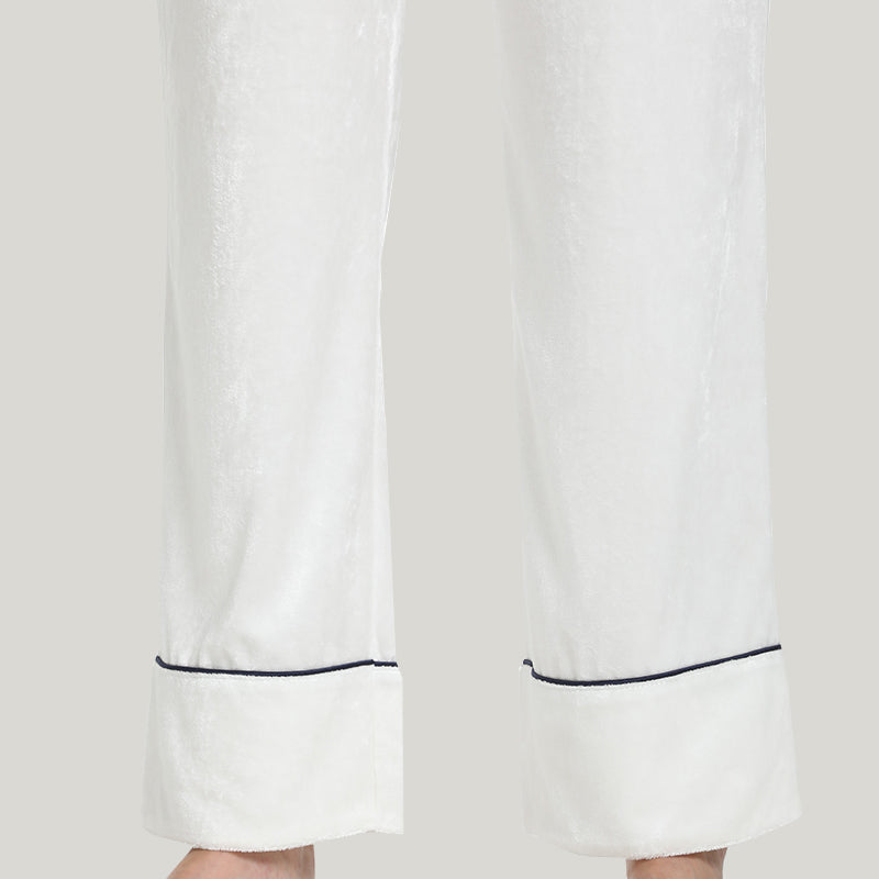 Pocket Women’s Knit Long-sleeve Pants Open Bamboo Pajamas Set-2315580064