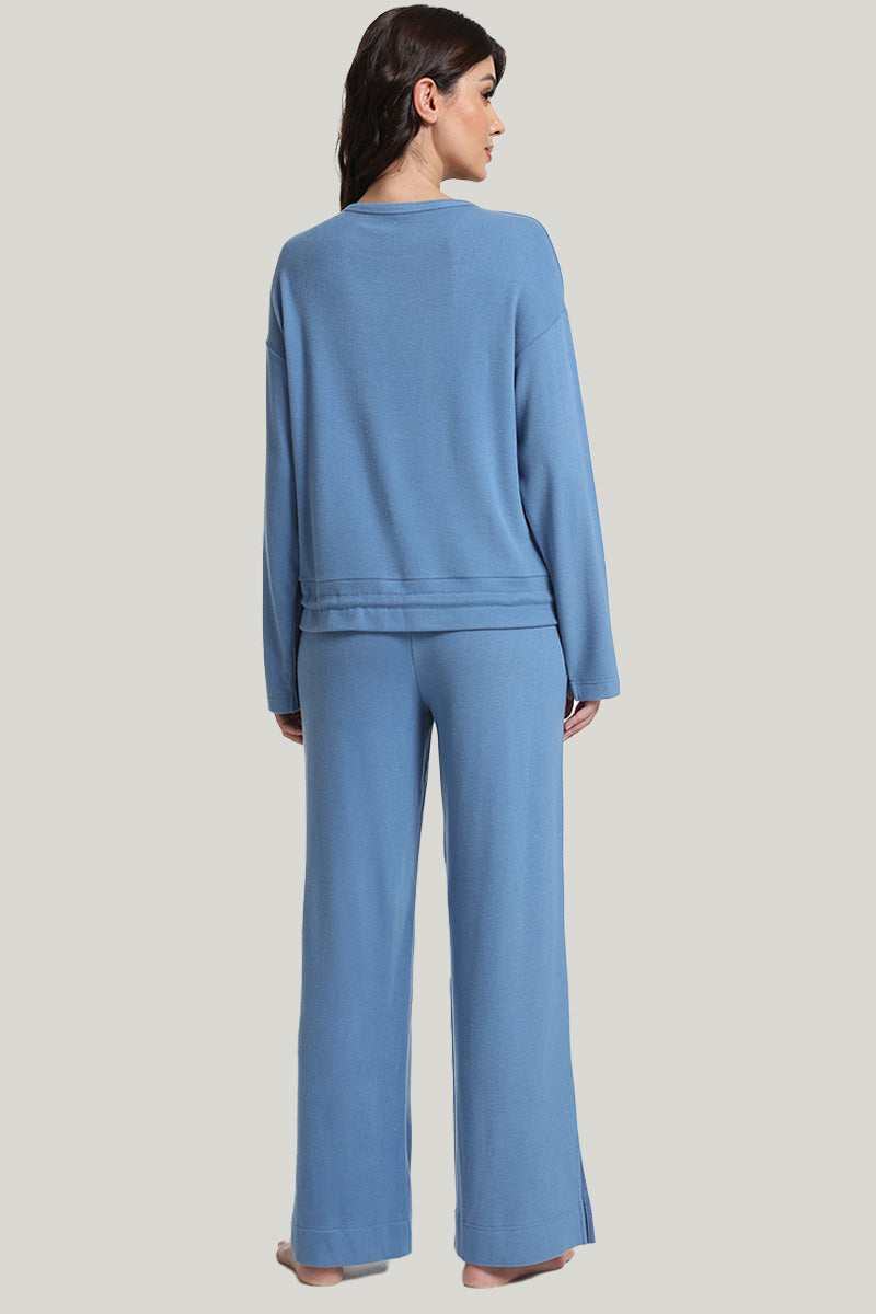 Casual Home Women’s Knit Long-sleeve Silk Pajama Sets-2311820107