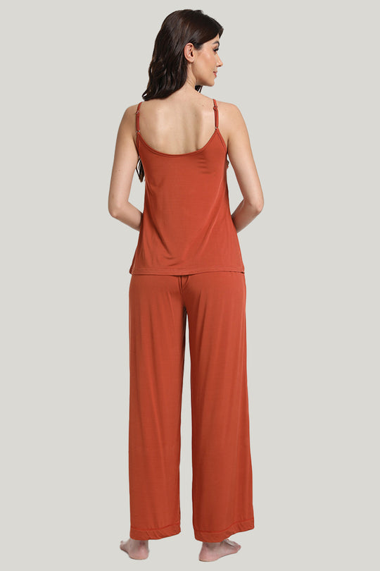 Cute Women’s Knit Strap Long Pants Pajamas Set-2313810082