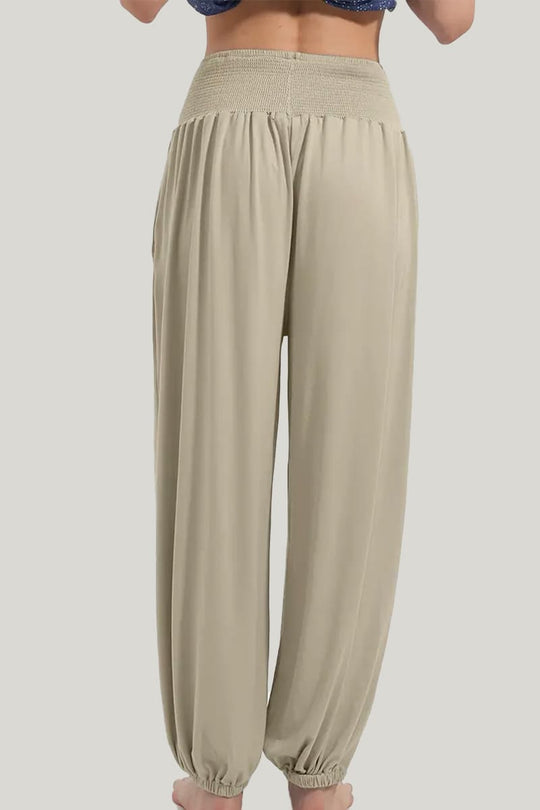 Women'S Casual Solid Color PJ Bottoms, Wide Waist Elastic Loose Bloomers