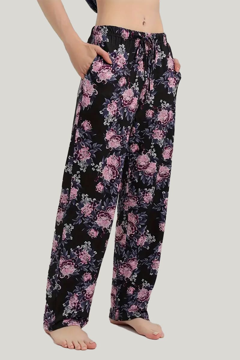 Women'S Casual Solid Color PJ Bottoms, Wide Waist Elastic Loose Bloomers