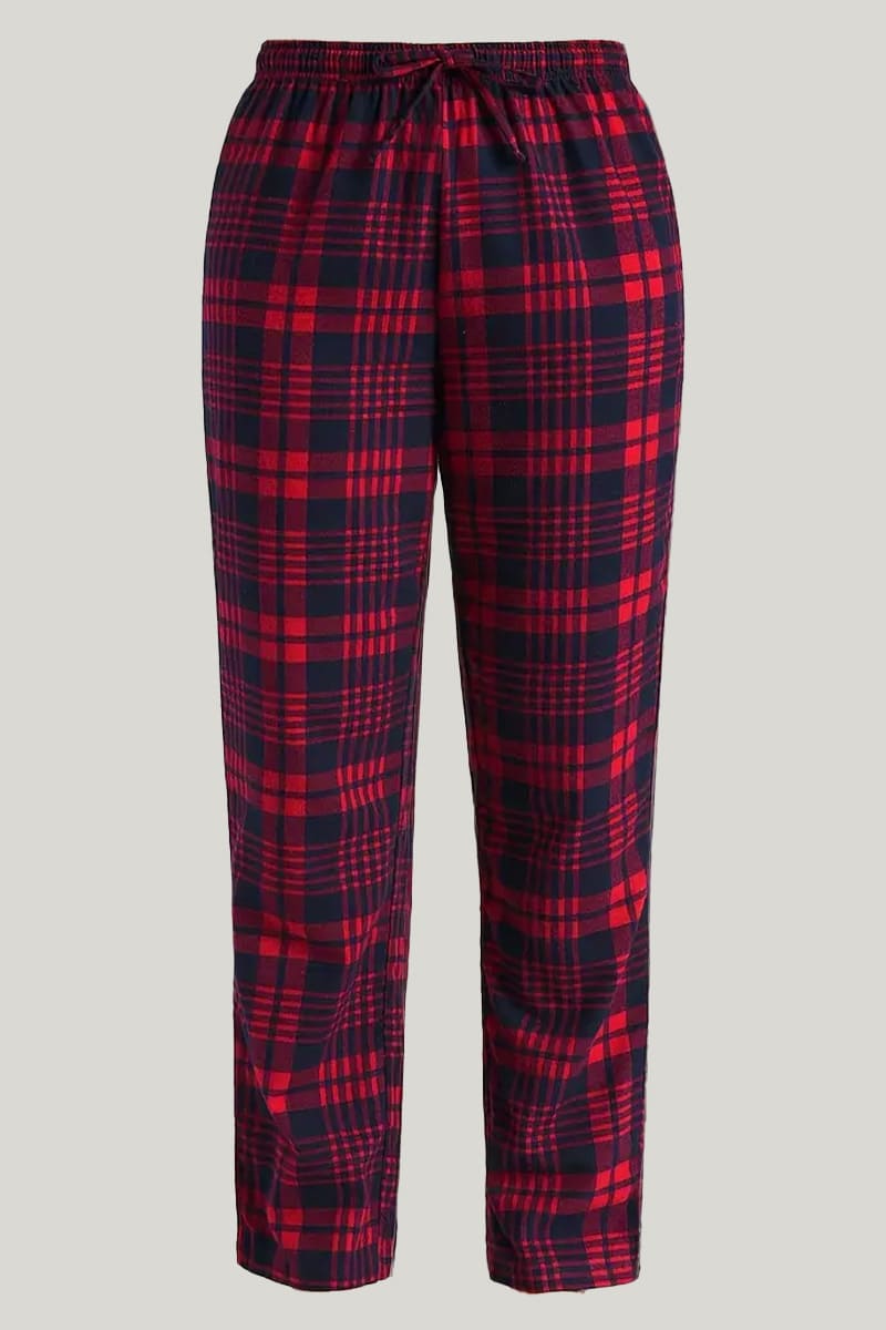 Women'S Ckeckered Print PJ bottoms, Drawstring Elastic High Waist Loose Pants With Pockets