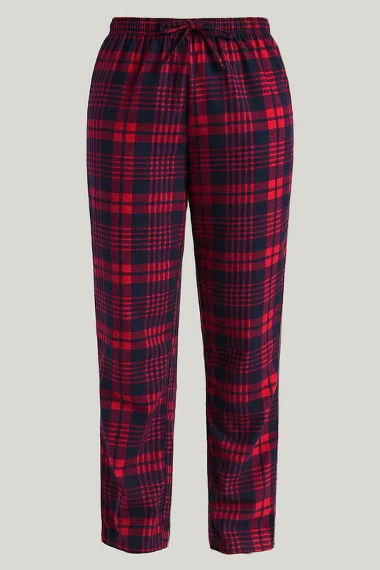 Women'S Ckeckered Print PJ bottoms, Drawstring Elastic High Waist Loose Pants With Pockets