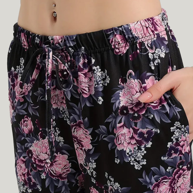 Women'S Casual Solid Color PJ Bottoms, Wide Waist Elastic Loose Bloomers
