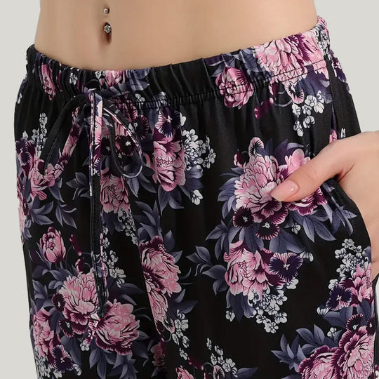 Women'S Casual Solid Color PJ Bottoms, Wide Waist Elastic Loose Bloomers