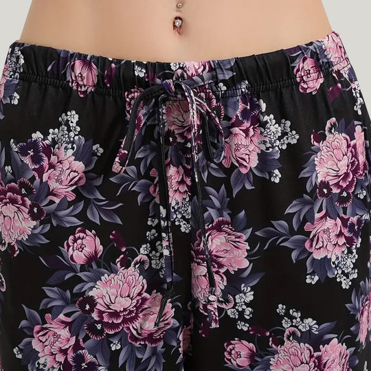 Women'S Casual Solid Color PJ Bottoms, Wide Waist Elastic Loose Bloomers