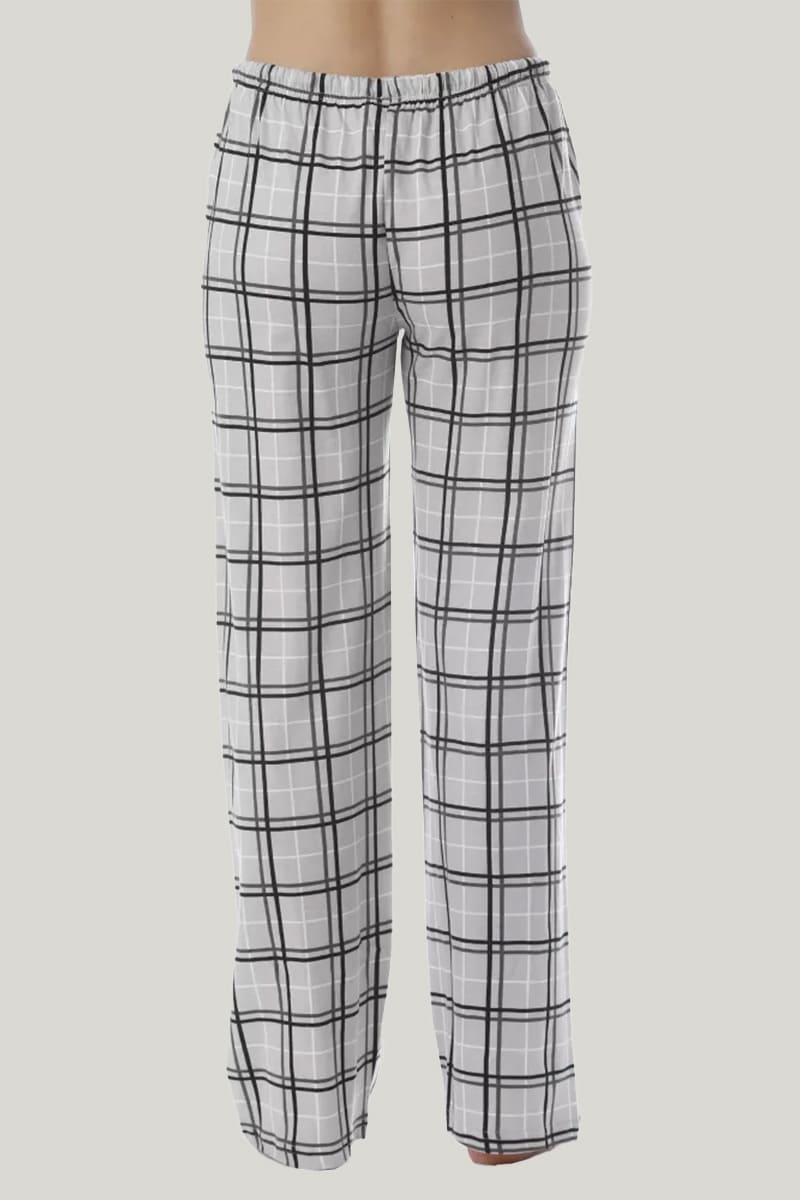 Women'S Knitted Ckeckered Pajama Bottoms With Drawstring Pajama Pants Casual Pants