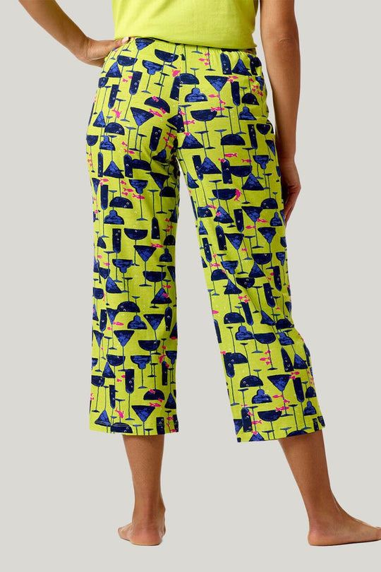 Women'S Comfortable Cotton Knitted Cropped PJ Bottoms, Drawstring Casual Pajama Pants