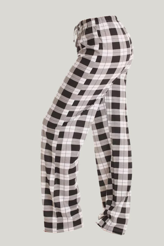 Women'S Knitted Ckeckered Pajama Pants With Drawstring Pajama Bottoms Casual Pants