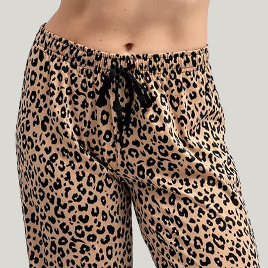 Women'S Soft And Comfortable Modal Pajama Bottoms, Casual Wide-Leg Pants With Leopard Print