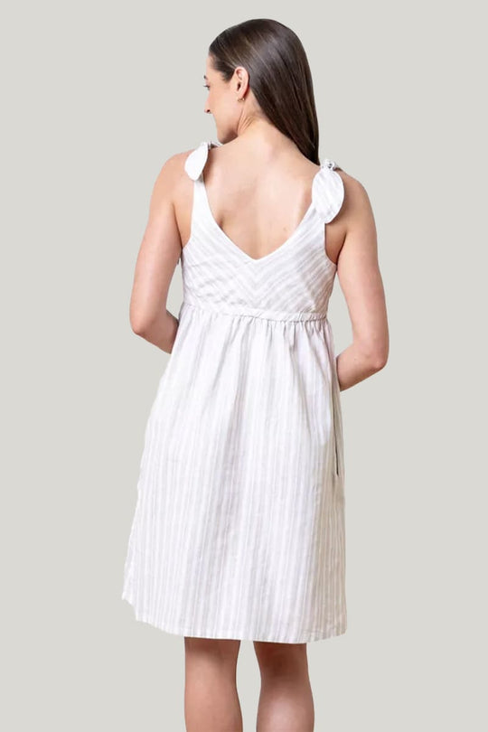 Elegant Ladies' Linen Cami Nightdress, Waist-Tightening Pocket Nightdress