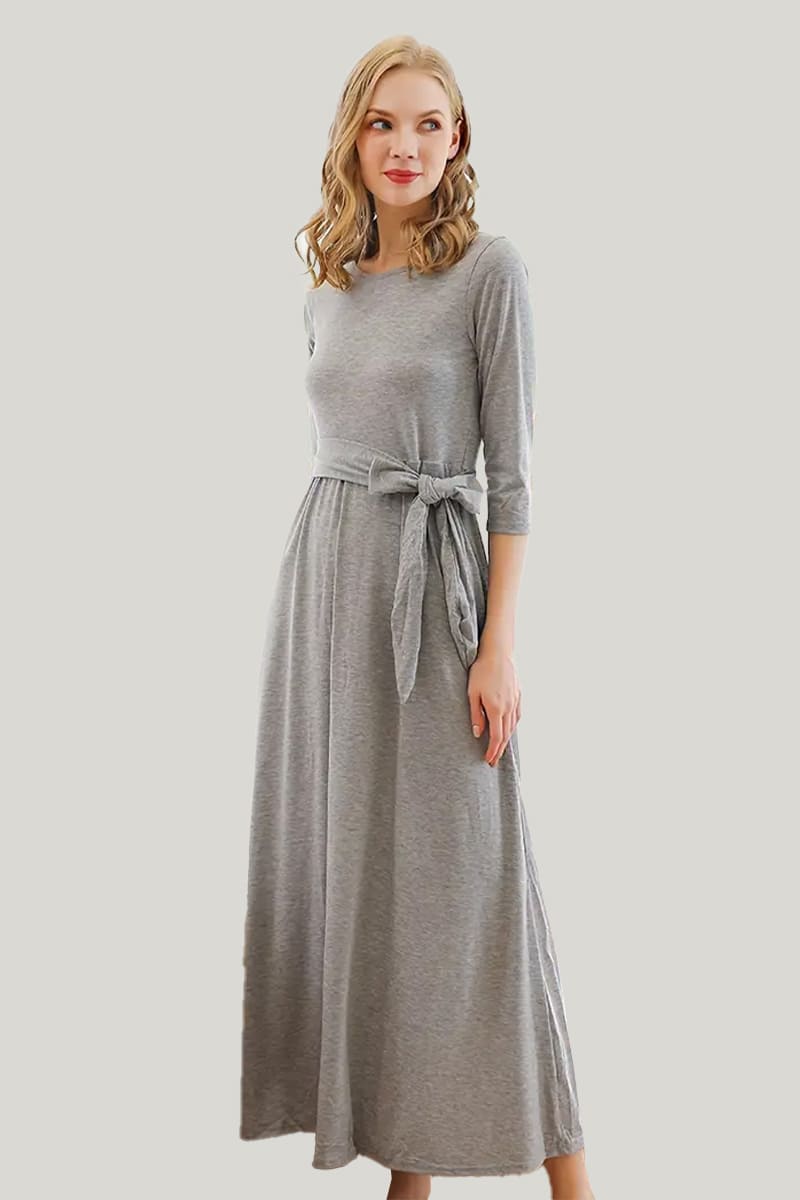 Comfortable And Breathable Women'S Pajamas, Solid Color Linen Slim Half-Sleeved Nightdress