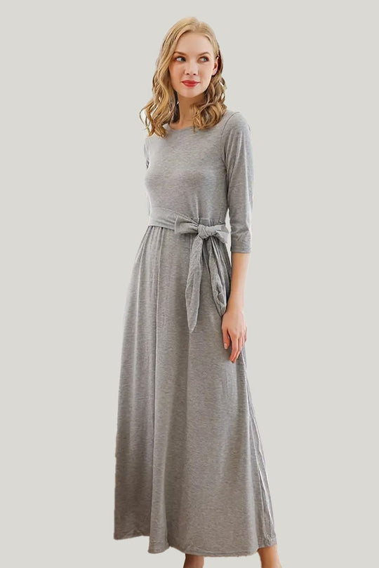 Comfortable And Breathable Women'S Pajamas, Solid Color Linen Slim Half-Sleeved Nightdress
