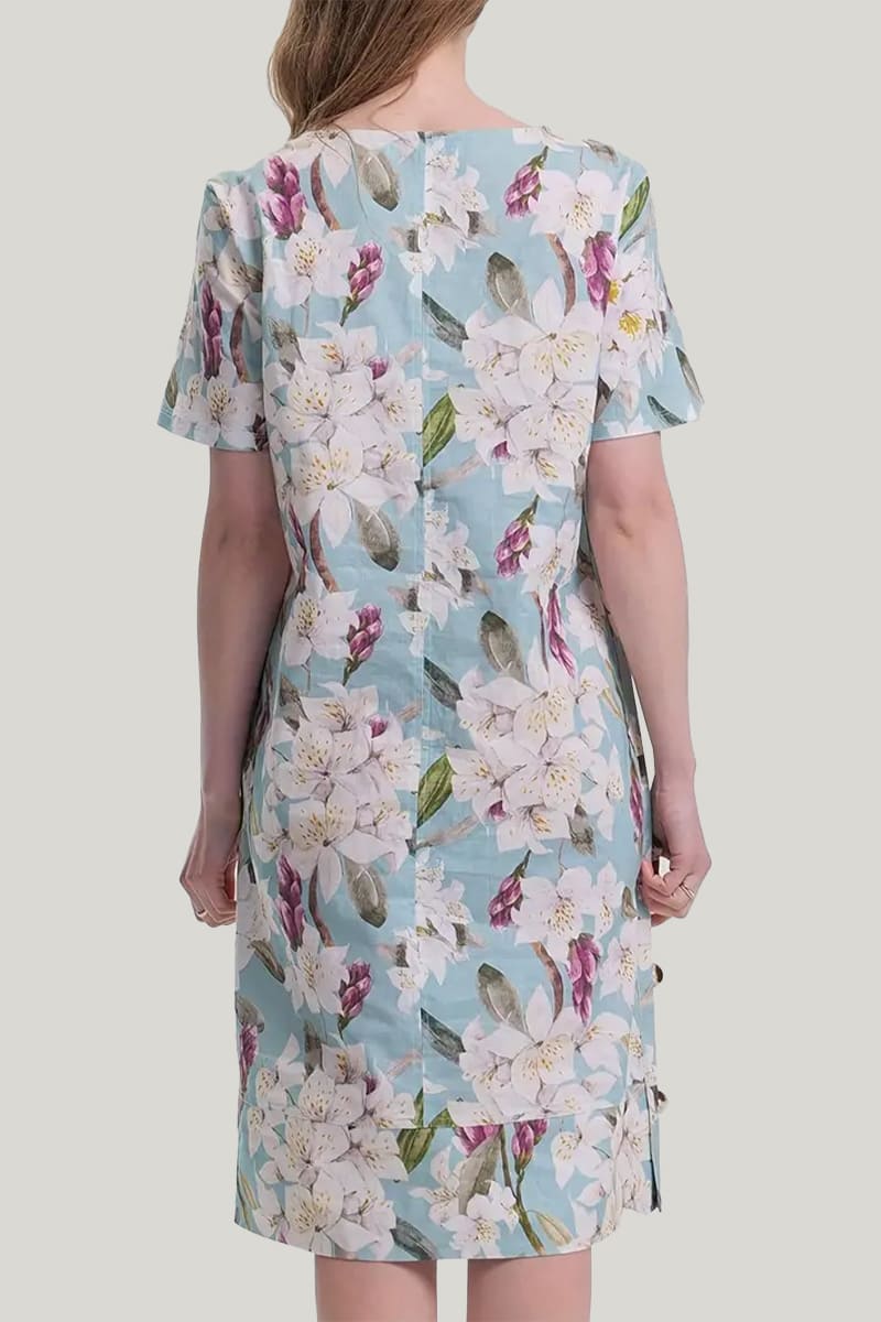 Comfortable And Breathable Women'S Pajamas, Solid Color Linen Slim Half-Sleeved Nightdress