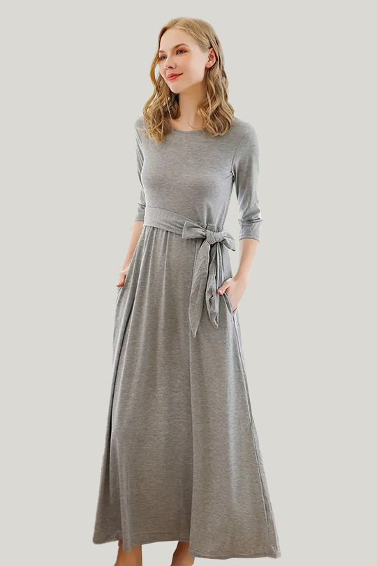 Comfortable And Breathable Women'S Pajamas, Solid Color Linen Slim Half-Sleeved Nightdress