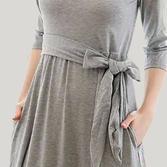 Comfortable And Breathable Women'S Pajamas, Solid Color Linen Slim Half-Sleeved Nightdress