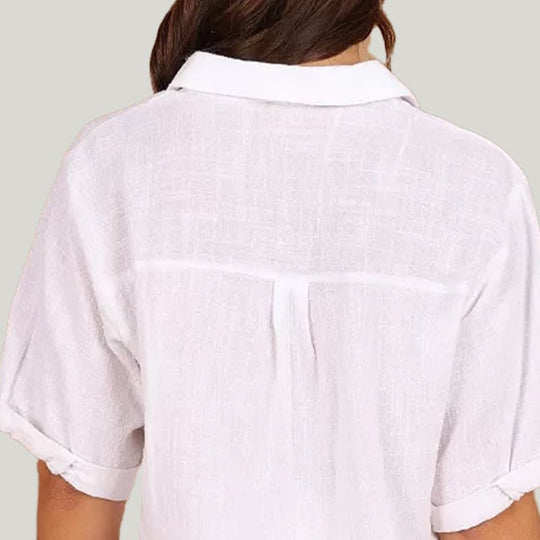 V-Neck Casual Linen T-Shirt, Half-Sleeved T-Shirt With Slits On Both Sides