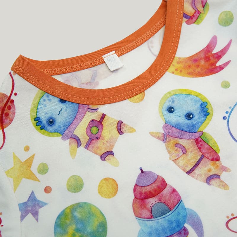 Children'S Knitted Long-Sleeved And Long-Pants Pajamas Set, Kids Pajama With Space Elf Pattern-2316340030