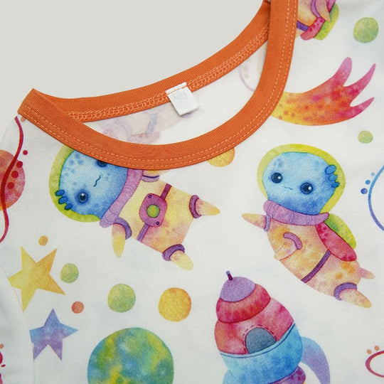 Children'S Knitted Long-Sleeved And Long-Pants Pajamas Set, Kids Pajama With Space Elf Pattern-2316340030