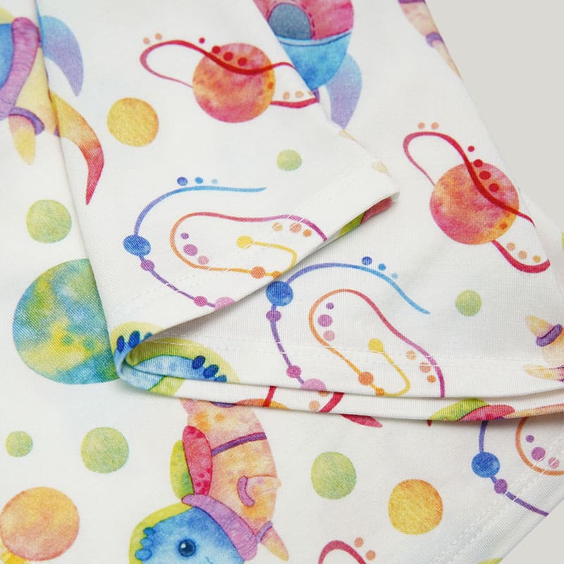 Children'S Knitted Short-Sleeved Dress, Kid Pajama Gown With Space Elf Pattern-2316340031