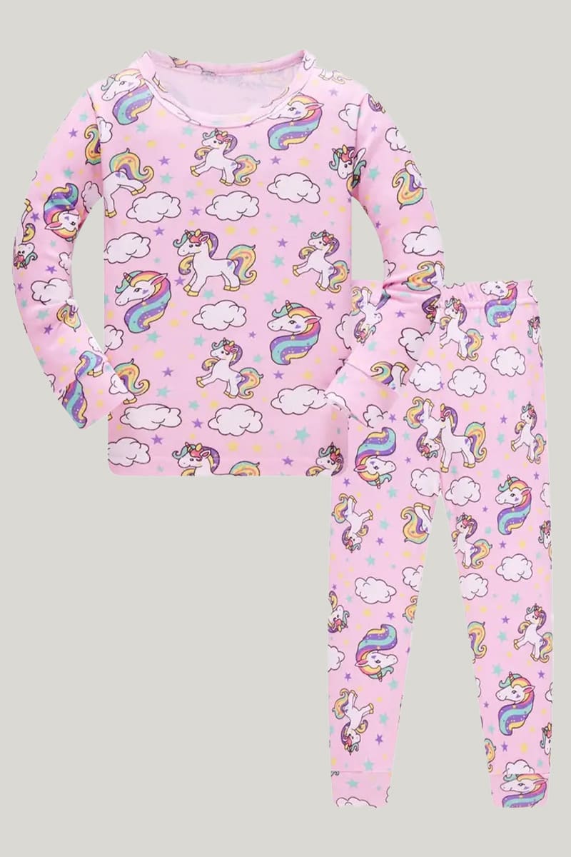 Soft Breathable Bamboo Fiber Two-Piece Toddler Pajamas Animal Pattern