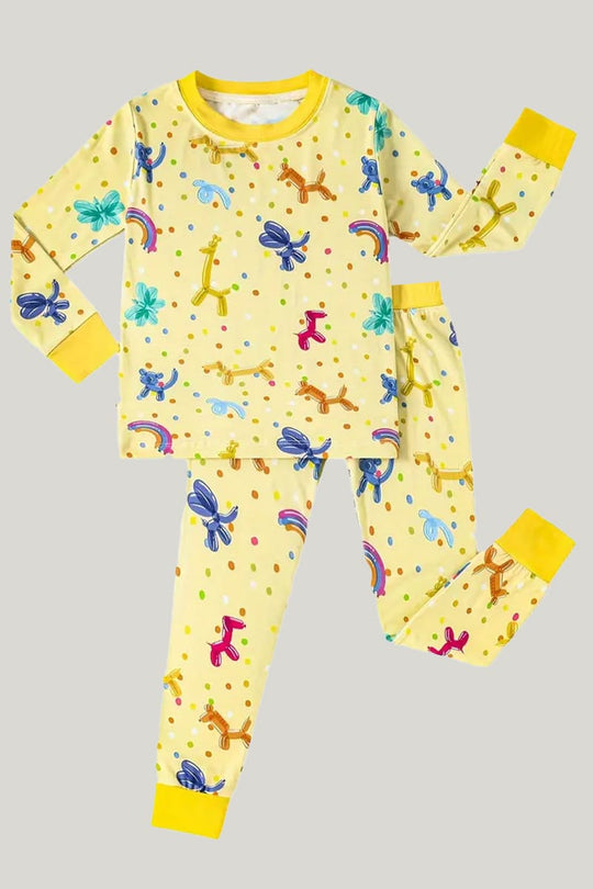 Soft Breathable Bamboo Fiber Two-Piece Toddler Pajamas Animal Pattern