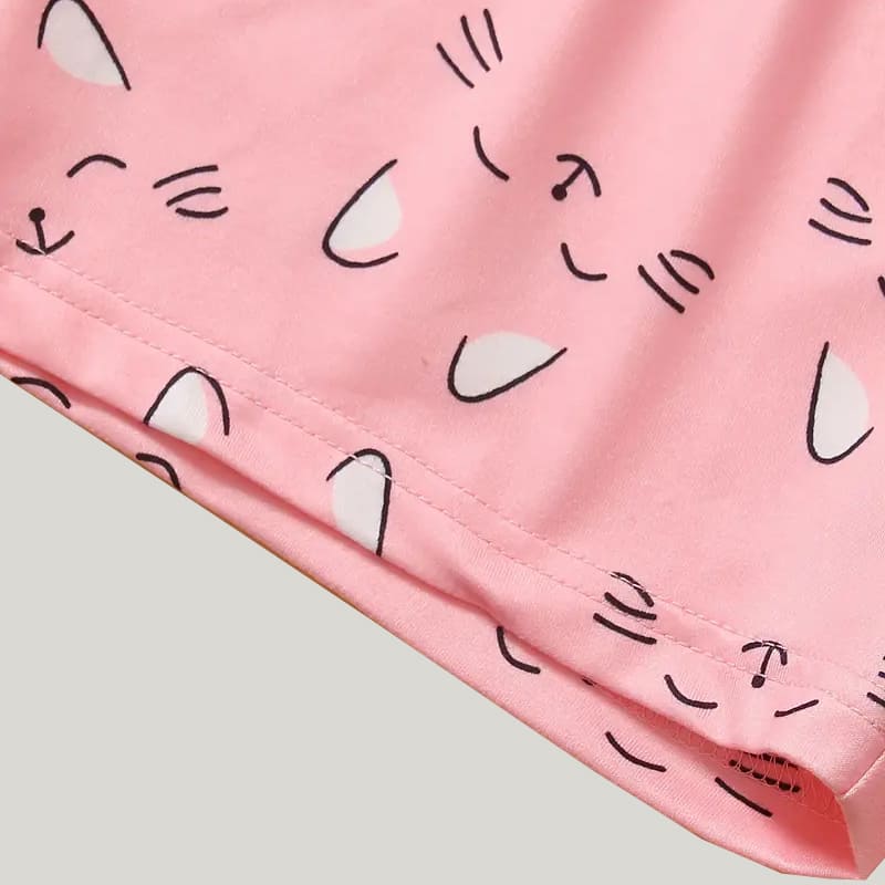 Soft Breathable Bamboo Fiber Two-Piece Toddler Pajamas Cat Pattern