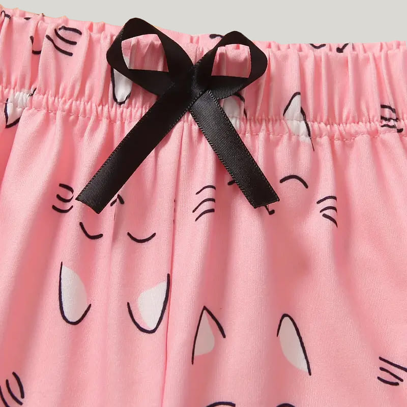 Soft Breathable Bamboo Fiber Two-Piece Toddler Pajamas Cat Pattern