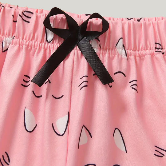 Soft Breathable Bamboo Fiber Two-Piece Toddler Pajamas Cat Pattern