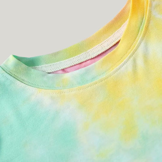 Soft Breathable Bamboo Fiber Two-Piece Toddler Pajamas Tie-Dye Color Pattern