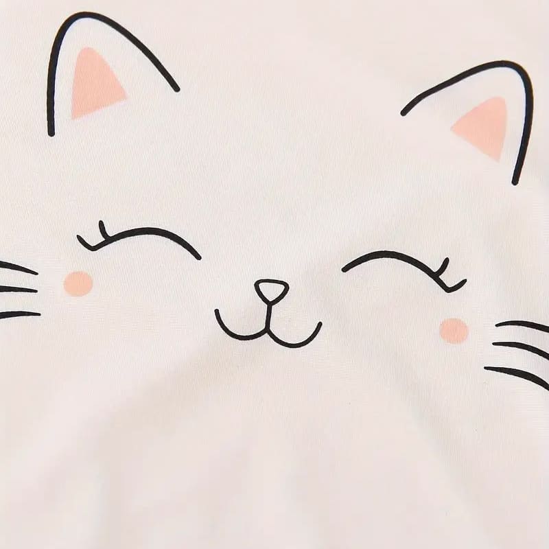 Soft Breathable Bamboo Fiber Two-Piece Toddler Pajamas Cat Pattern