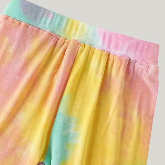 Soft Breathable Bamboo Fiber Two-Piece Toddler Pajamas Tie-Dye Color Pattern