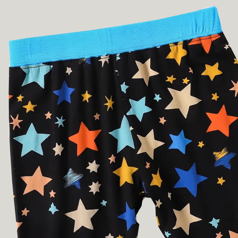 Soft Breathable Bamboo Fiber Two-Piece Toddler Pajamas Five-Pointed Star Pattern
