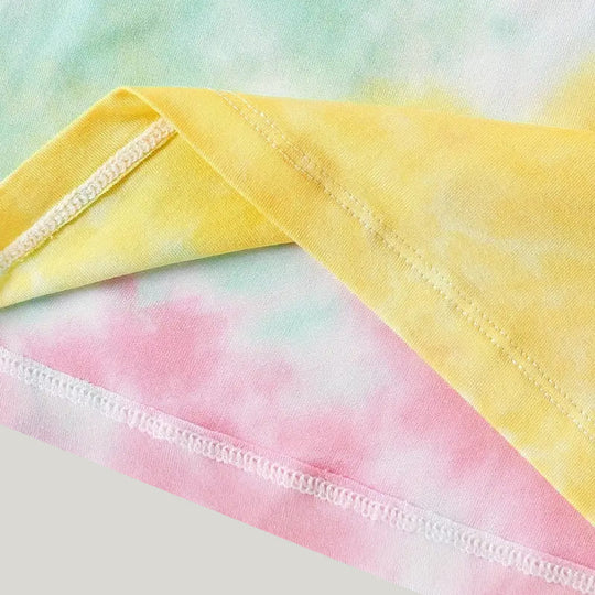Soft Breathable Bamboo Fiber Two-Piece Toddler Pajamas Tie-Dye Color Pattern