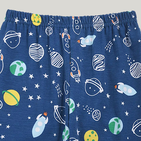 High Quality Children'S Pajamas Set, Comfortable And Breathable Bamboo Fiber Pajamas And Cosmic Patterns