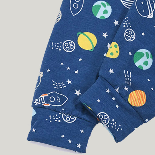 High Quality Children'S Pajamas Set, Comfortable And Breathable Bamboo Fiber Pajamas And Cosmic Patterns