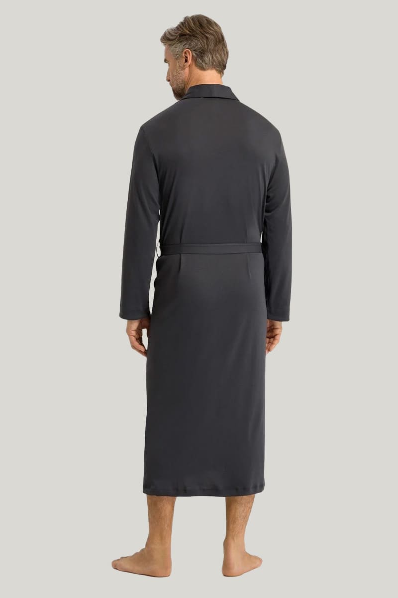 Men'S Robe Bamboo Long Sleeve With Pockets And Shawl Collar