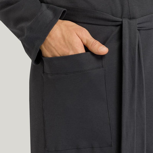 Men'S Robe Bamboo Long Sleeve With Pockets And Shawl Collar